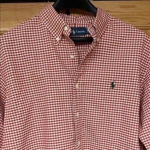 Ralph Lauren Burnt Orange and White Gingham Button-Down Shirt